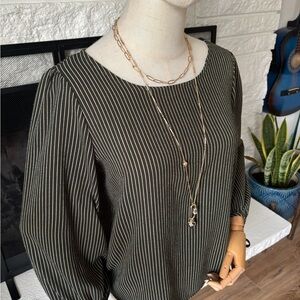 Everly Green Pinstriped Blouse